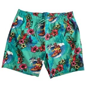 🌴 Psycho Tuna Tropical Swim Trunks – Men’s – Bright Surf Print 🌊